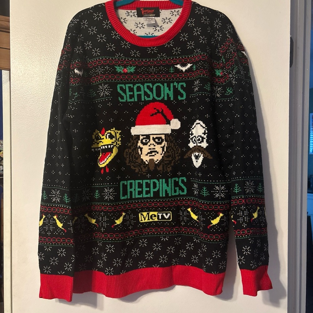 MeTV Svengoolie Black Seasons Creeping Christmas Sweatshirt XL - RARE